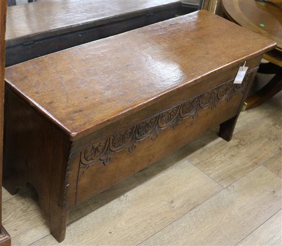 An oak six plank coffer W.100cm